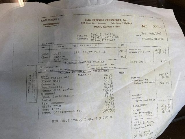 1969 Chevrolet CAMARO Base